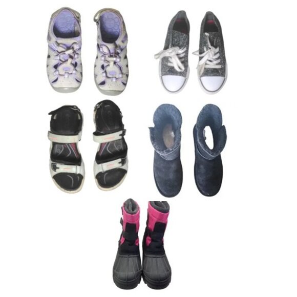 Lot of 5 Kids sport shoes boots Bearpaw Itasca Khombu Ecco - Picture 1 of 6
